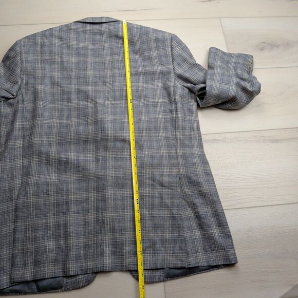 Canali Blazer Sport Coat Mens 38R Silk Wool Windowpane Gray Plaid Suit Italy - Picture 14 of 16